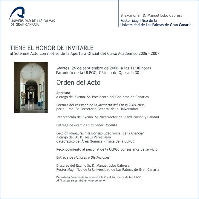 Invitación y orden del acto: